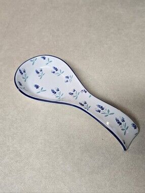Destination Holiday Texas Bluebonnets Ceramic Spoon Rest 9.5in Blue White Cute